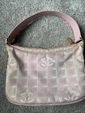 CHANEL Pale Pink Monogram Jacquard Shoulder Bag